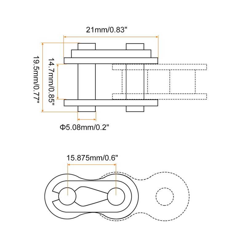 sourcing map 8Pcs 10B-1 Roller Chain Connecting Links 15.875mm Pitch