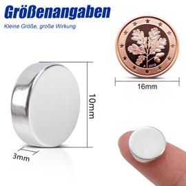 Keukenket 100Pcs Small Round Neodymium Magnets, 10x3mm, Silver, Strong Fridge Magnets for Crafts, Industrial, Kitchen Cabinet