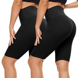 CAMPSNAIL 2er Pack Radlerhosen Damen High Waist Kurze Sporthose Sport Short Leggings Sommer Elastisch Blickdicht Schwarze, S-M