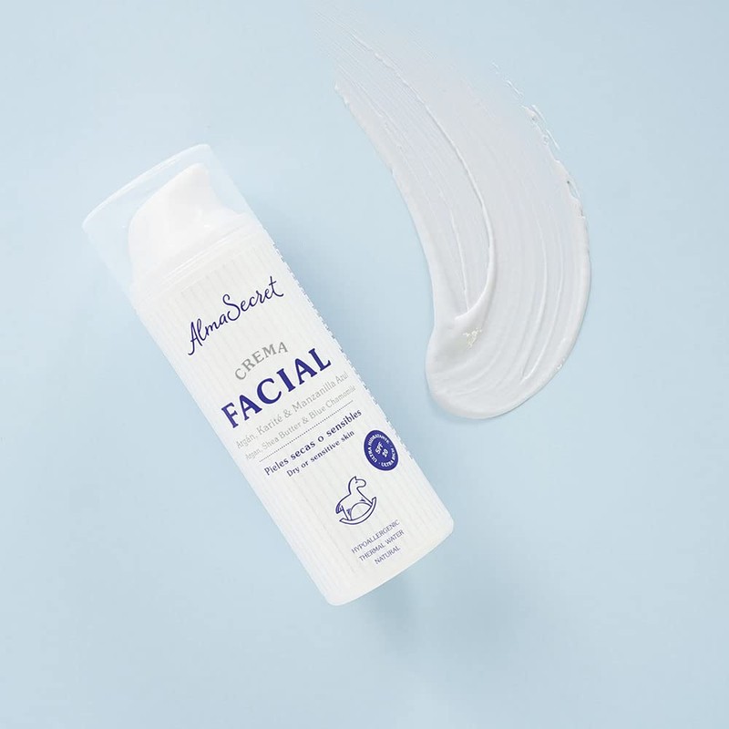 Alma Secret Face Cream with Argan, Karité & Chamomile, Blue,