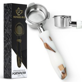 Bspresimo 54mm Bottomless Portafilter Modern Handle – Includes Stainless Steel Naked Basket – Fits Breville Barista Express & 54mm Breville Espresso Machines - Espresso Machine Accessories – White