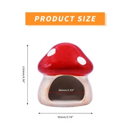 PENCK Cute Aquarium Mushroom House Betta Fish Tank Accessory Decor Mini Ceramic Fish Hideout Shrimp Cave Ornament (Red)