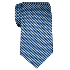 Retreez Wavy Zig Zag Stripe Pattern Woven Men's Tie - Dark Blue