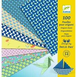 Djeco Origami Natsu - 100 Square Origami Sheets (20 x 20 cm), Warm, Shine, FSC Certified