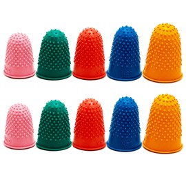 EUGENEKELLY Pack of 10 Rubber Finger Cushions, Thimble to Protect Fingertips, Hot Glue Finger Protection for Money Counting, Writing, Sorting, Hot Glue, Leaf Turner, Sports Games, 5 Sizes