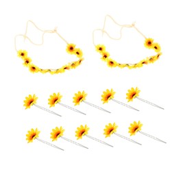 Healvian 2pcs Sunflower Headband and Flower Hairpin for Women Floral Accessories for Weddings Parties and Everyday Style Comfortable and Versatile Hair Accessories