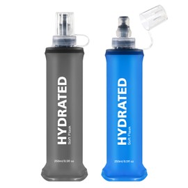WEMEET 2Pack Soft Flask, 8.5oz Collapsible Soft Water Bottle, 250ml Foldable TPU Bottles for Hydration Pack BPA-Free, Running Lightweight Water Bottle for Hiking Cycling Climbing Running