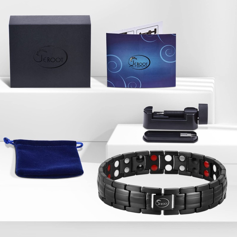 JEROOT Magnetic Bracelets for men,Pure Titanium Magnetic Therapy Bracelet,3500 Gauss