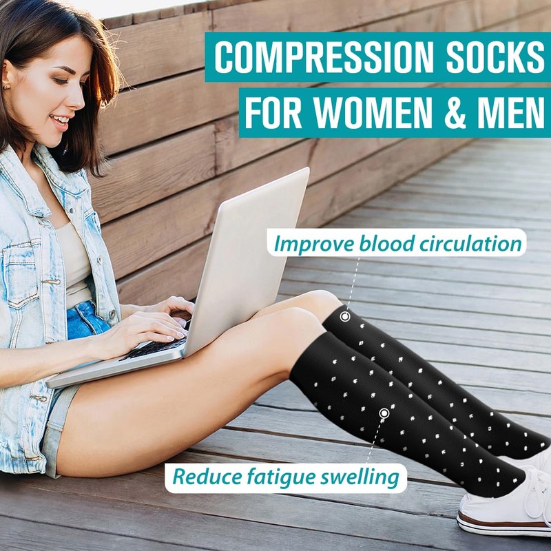 BLUEENJOY Copper Compression Socks for Women & Men (6 pairs)