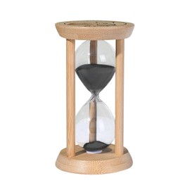 SuLiao Wooden Sand Timer 15 Minute Hourglass, Bamboo Sand Clock, Small Black Sand Watch 15 Min, Reloj De Arenai Hour Glass Sandglass for Home Office Decorative Game Classroom