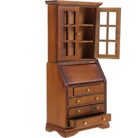 Abaodam Dollhouse Wood Bookshelf Mini Wood Drawer Cabinet Miniature Cupboards Model Mini Bookcase Storage Shelves Furniture for Accessories 1: 12 Doll House Decor