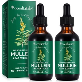 Mullein Drops for Lungs 4 Fl Oz - Mullein Leaf Extract for Lungs with Chlorophyl