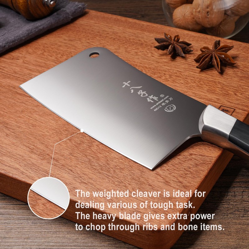 SHI BA ZI ZUO Heavy Duty Stainless Steel Bone Cleaver