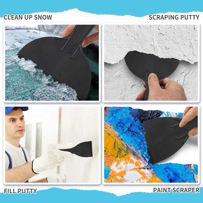 6 Pieces Black Plastic Scraper Tool Set, Wallpaper Scraper Plastic,