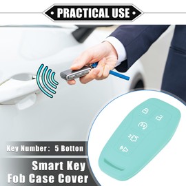 VekAuto Key Fob Cover Compatible for Ford Fusion 2013-2016, 5 Button Fashion Soft TPU Blue Remote Keyless Smart Key Fob Case Protection Shell