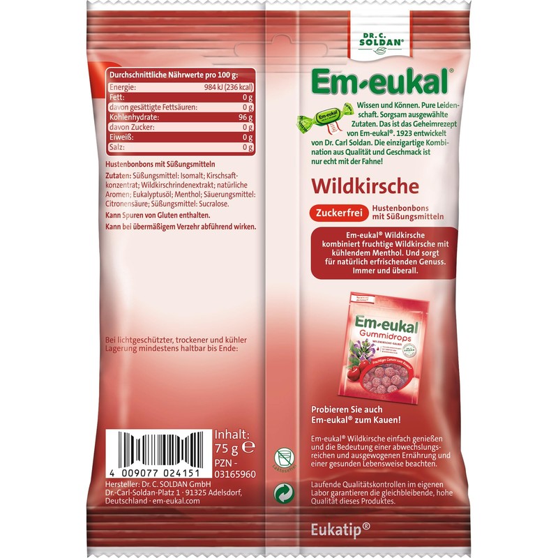 Em-eukal Wild Cherry sugar free 75g