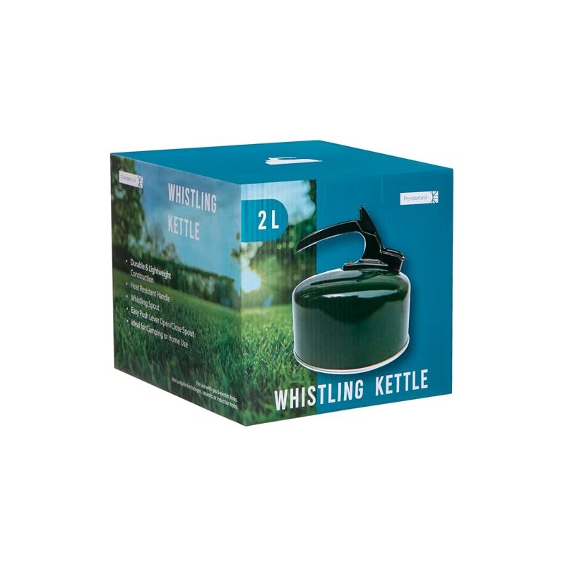 2-Litre Green Whistling Kettle – Stainless Steel Stovetop Tea Kettle