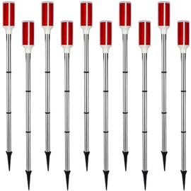 DatingShiny 10PCS Solar Powered Driveway Markers - Reflective Red Landscape Reflectors for Snow, Road, Outdoor Yard, Parking, Sidewalk