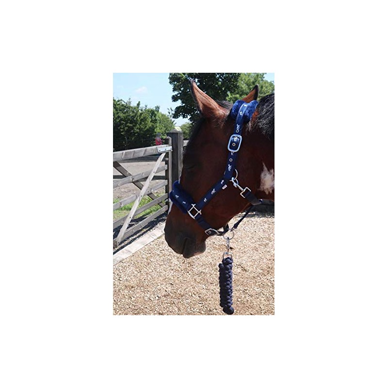 Equipride Horse Print Faux Lined Nylon Headcollars with Matching Lead
