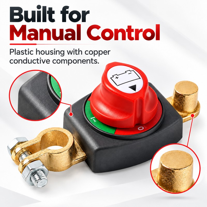Top Post Battery Disconnect Switch – 12–48V DC Negative Terminal