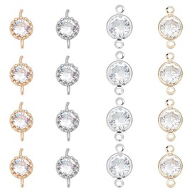 SUPERFINDINGS 32pcs 4 Style Cubic Zirconia Left Rhinestone Bracelet Necklace Connector Pendant Crystal Diamond Flower Charming Connector for Jewellery Making Hole: 1mm