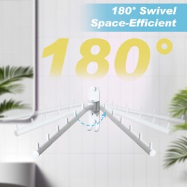 Alise Swivel Clothes Hanger, Stainless Steel Laundry Wall Mounted Drying Rack, Space Saver Clothing Hanging Rack for Closet, Bedroom, Laundry, White, 2 Pack