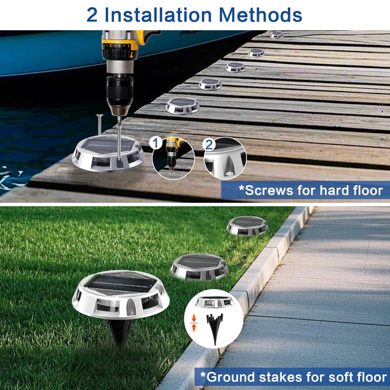 Multicolor Solar Driveway Deck Lights, [4 Pack] 12 Modes IP67
