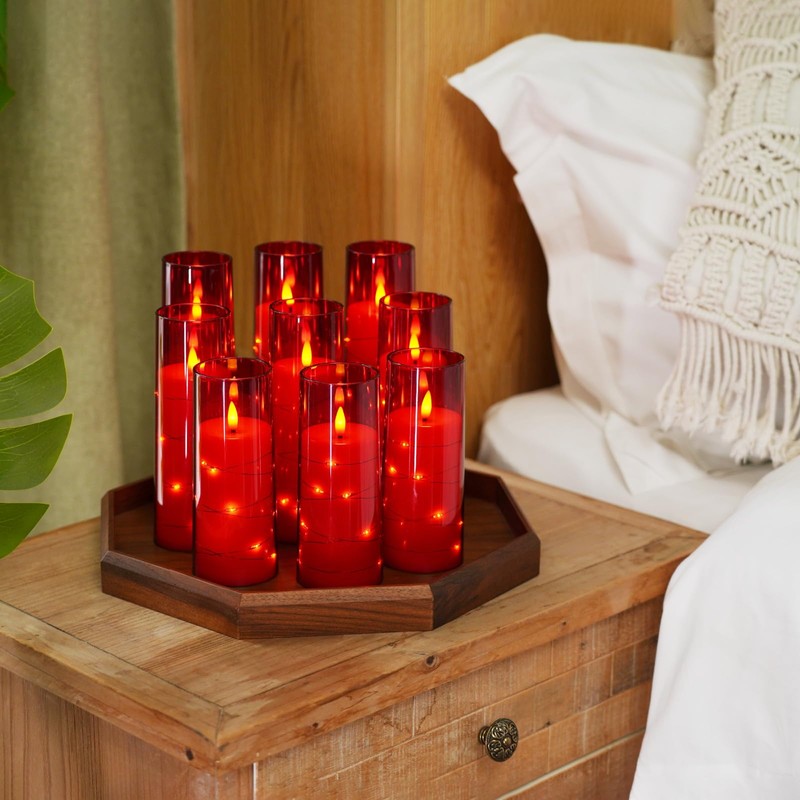 Raycare Flameless Candles with Embedded Star String, 9 Pcs Battery