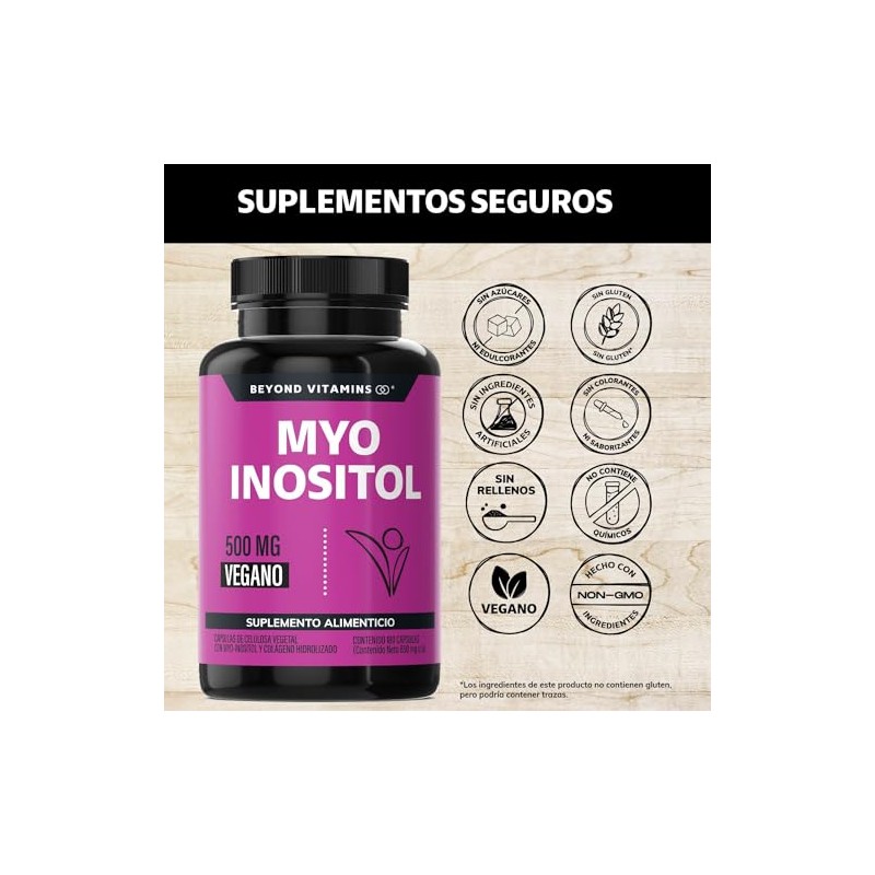 Myo Inositol 500 Por Cápsula Colágeno Hidrolizado Fórmula Completa Azúcar