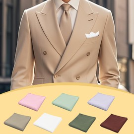 Gsyziux Cotton Handkerchiefs for Men, Solid Color Pocket Square 9.6" Men's Handkerchief for Jacket Tuxedo Dinner Wedding (White)