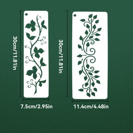 Dmnnlp 12 Pcs Leaf Vine Stencils for Painting, Stencils for Crafts Reusable, DIY Art Stencil for Painting on Wood Canvas Card Paper Furniture Wall Door Decor