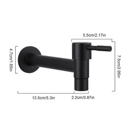 Tap Cold Water Wall Mounted Stainless Steel Tap Cold Water Tap Mop Faucet Matte Black Long Wall Mounted Tap for Bathroom, Sink, Balcony, Kitchen (Black)