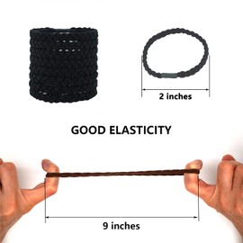 20 Pieces Braided Hair Ties For Men Guys, For Curly Thick Long Hair Elastic Bracelet Hair Ties, No Damage, NO Slip, No Rip Hair Ties For Many Hair Types (Black)