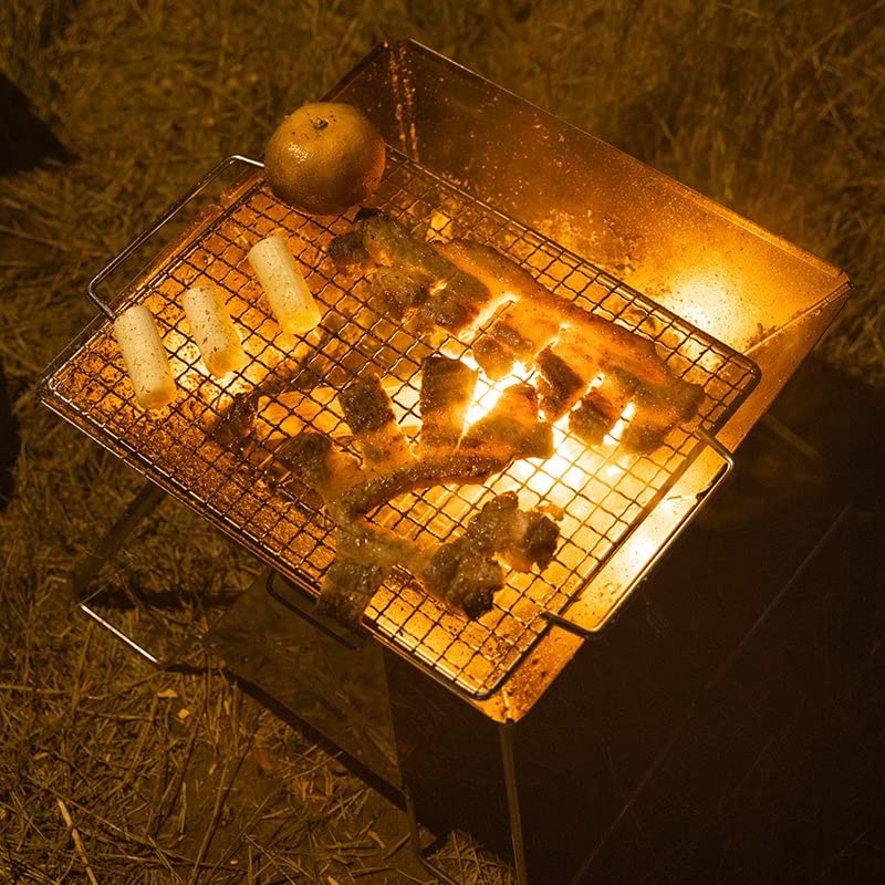 CAMPINGMOON Portable Camping Fire Pit Stainless Steel Foldable Collapsible BBQ
