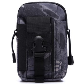 NuCamper Tactical Molle EDC Waist Pouch Compact Bag, Multi-Purpose Utility Tactical Pouch Belt Cell Phone Holder for Workout Hiking Camping Outdoor Tea (Pythons Black)