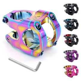BESNIN MTB Stem 31.8 Bicycle Stem 0 Degree 35 mm 50 mm Short Handlebar Stem Made of CNC Aluminium Alloy for Mountain Bike, Road Bike, BMX, E-Bike (Rainbow, 31.8 x 35 mm)