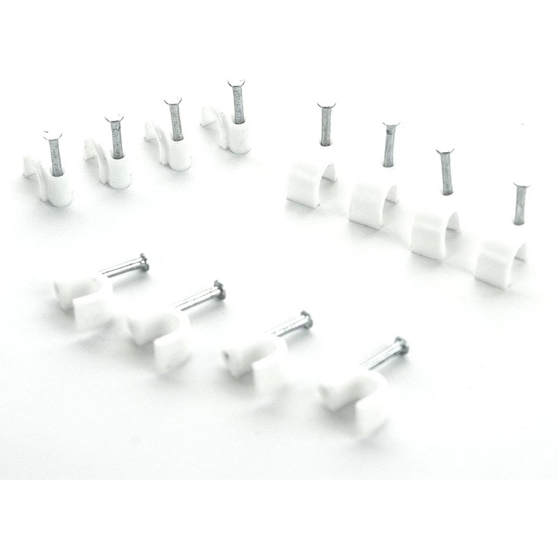 BG Electrical Round Cable Clips, Pack of 50, White, 7