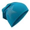 Miobo Children's Slouch Beanie Hat, Cotton, Rhinestone Star, turquoise