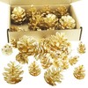 SaktopDeco 30 Counts Artificial Pine Cones Small Gold Pinecones Ornaments