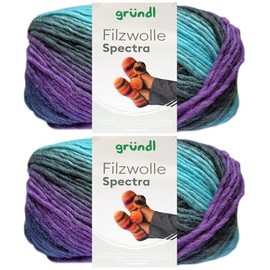 2 x 100 g Gründl Spectra Felt Wool Made from 100% Pure New Wool Including Instructions for Felt Shoes (03 Ocean Multicolour)