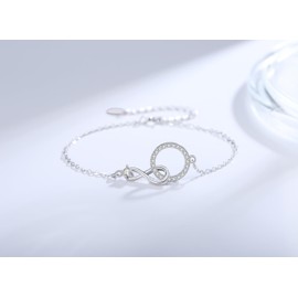 Weelody Auntie Niece Bracelet, 925 Sterling Silver Infinity CZ Circle Bracelet, Birthday Gifts for Niece from Aunt, Mother's Day Gift for Auntie, Auntie Niece Gifts