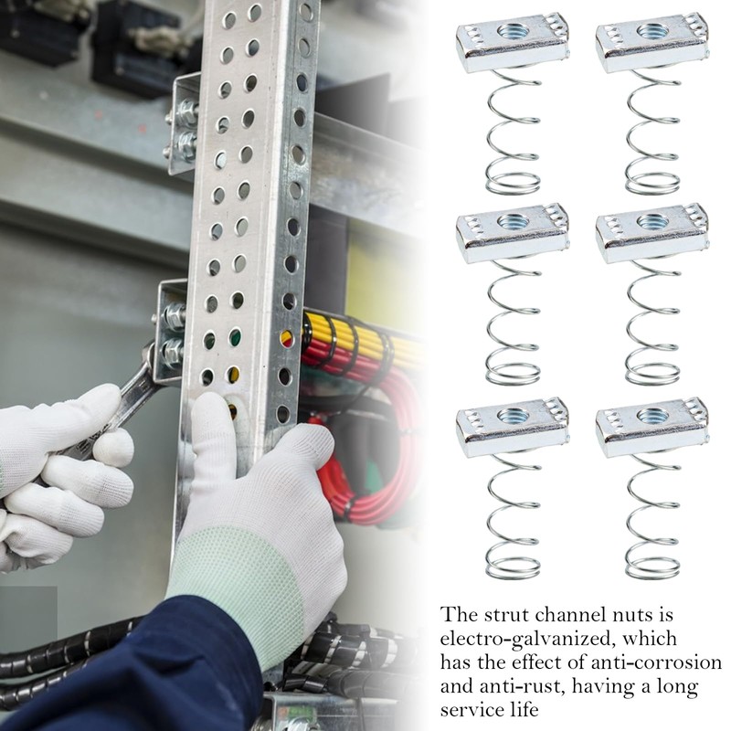 100PCS M10 Spring Channel Nuts, 8mm Thick Zinc Plated Strut