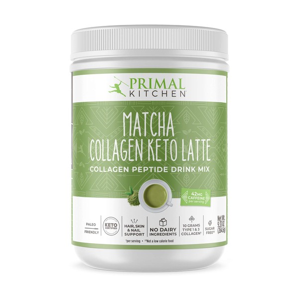 Primal Kitchen Collagen Keto Latte Powder, Matcha, Collagen Peptide Drink Mix, 9.33 Ounces