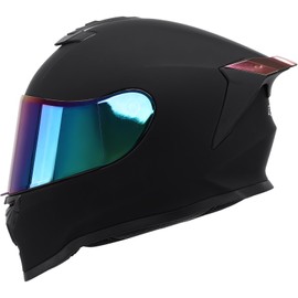 RSYSO DOT Full Face Motorcycle Helmet DOT Approved Motorbike Racing Street Bike Lightweight Helmet for Adult Matte Black, XL