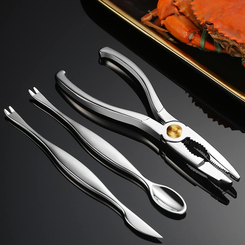 3Pcs Seafood Tools Set - Lobster Crab Leg Crackers Nut