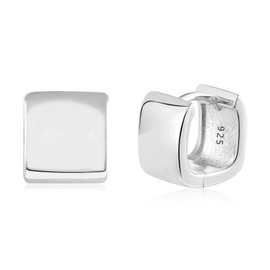ALEXCRAFT Small Square Silver Hoop Earrings for Women Chunky Geometric Huggie Hoops S925 Hypoallergenic Earrings