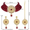 Aheli Kundan Pearl Choker Multi Layered Collar Pendientes con Manng