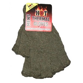Mens Fingerless Thermal Gloves One Size Fits All Mixed Colours (Green)