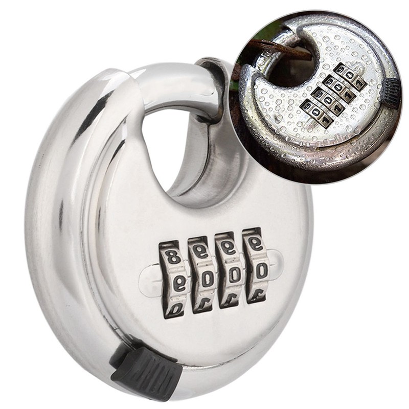 Stainless Steel Password Round Padlock Key 70mm thickened 9, 5mm