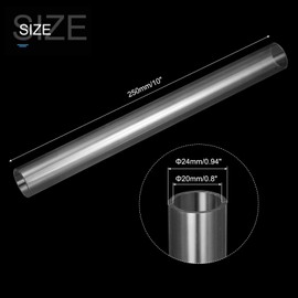 sourcing map Clear Storage Tube 20x24mm Small Plastic Round Tubing with Caps Rigid Bottle Container 250mm/10 Inch for Item Stored